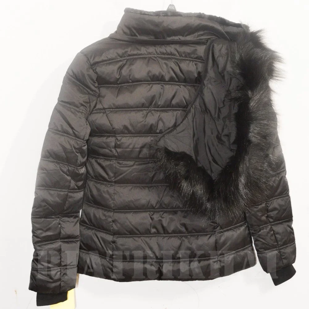 Nautica Womens Faux Fur Trim Hooded Midweight Puffer Jacket BLACK - Picture 12 of 12